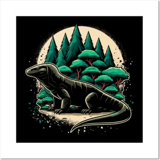 big komodo on green forest night Posters and Art